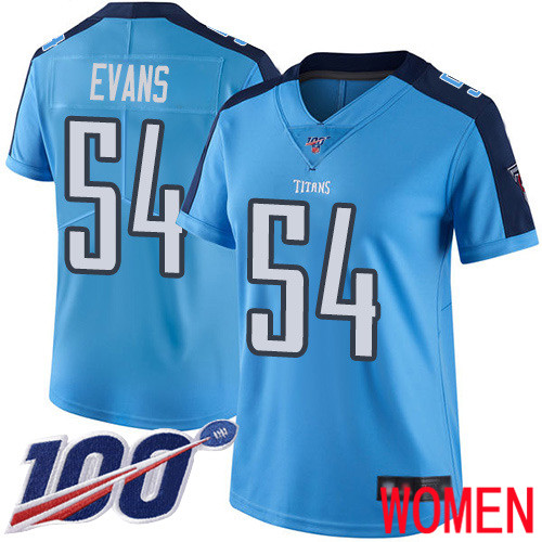 Tennessee Titans Limited Light Blue Women Rashaan Evans Jersey NFL Football 54 100th Season Rush Vapor Untouchable